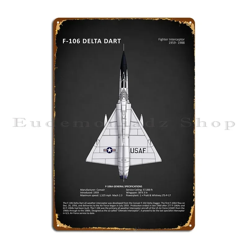 F106 Delta Dart Metal Sign Poster Party Painting Wall Mural Designs Classic Tin Sign Poster