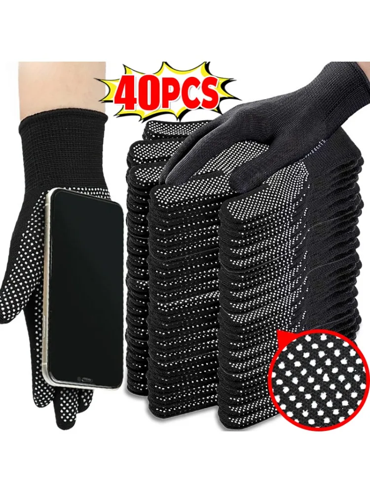 AliExpress NONE 40pcs Anti-slip Wear Resistant Nylon Full Finger Gloves Garden Work Gloves For Women Men Anti-UV Outdoor Cycling Gloves Mittens