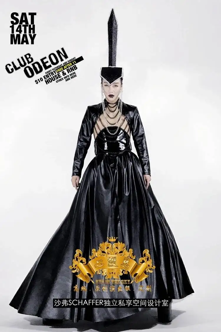 

DSGOGO Dance Team Performance Nightclub Dress Black Skirt Chain Performance Dress Halloween Performance Dress Halloween