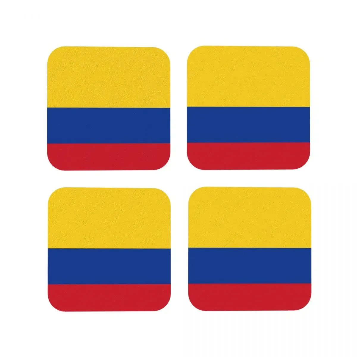 Colombia Flag - Colombian Dress Coasters Kitchen Placemats Non-slip Insulation Cup Coffee Mats For Home Tableware Pads Set of 4