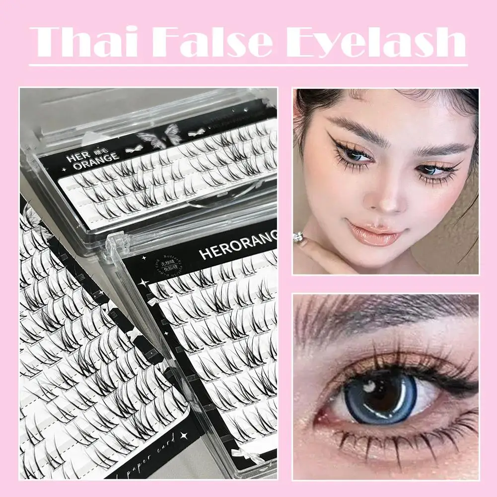 Estilo tailandês cílios postiços segmentados olhos naturais maquiagem cílios cola cílios extensão falsa diy sem necessidade cluster auto-adh w0v9