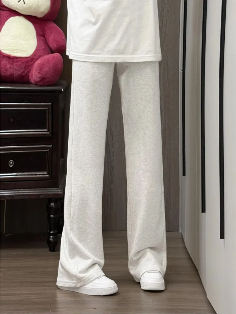 Cleanfit Slim Fit Bell Bottom Grey Sweatpants Unisex Leg Lengthening Straight Leg American Vibe Trousers Casual Pants