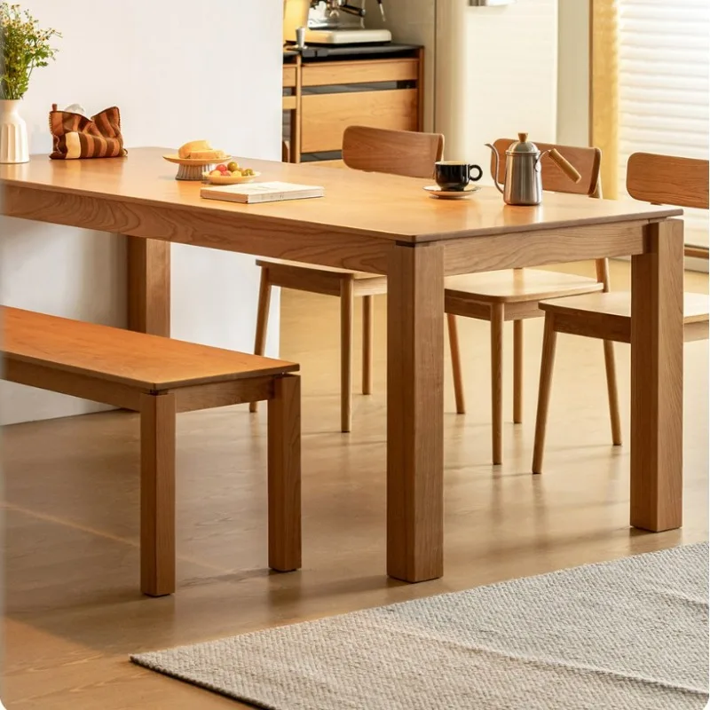 

wood dining table household all solid wood large board long table Nordic cherry wood desk small apartment workbench