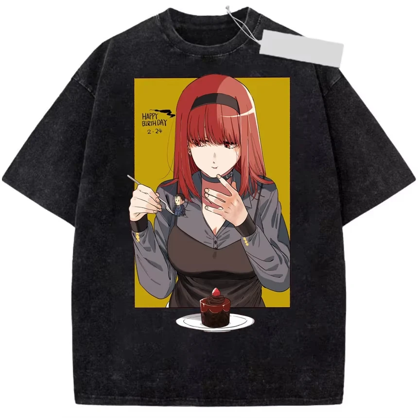 Anime Smoking Behind The Supermarket with You Yamada Manga Graphic Print T-Shirt Men Women Retro Washed Casual Oversized Top