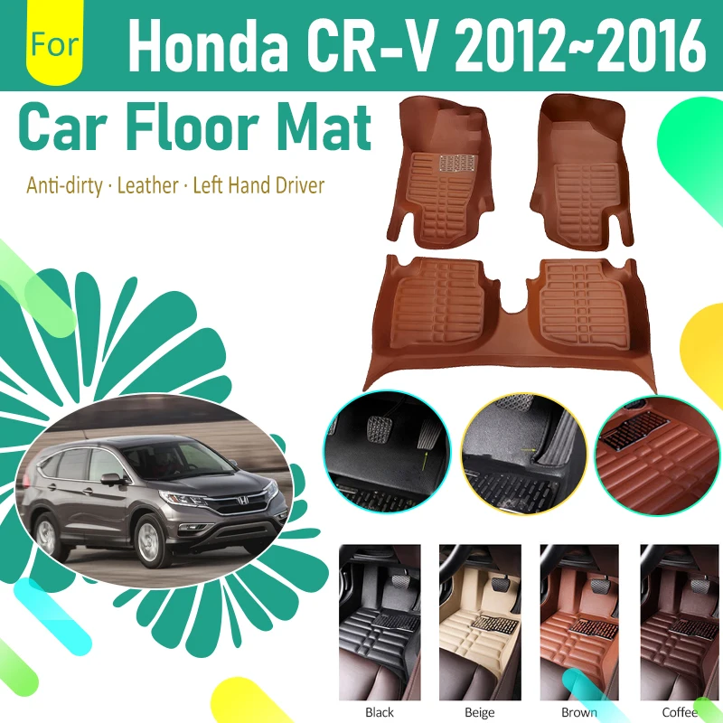 

Car Floor Mats For Honda CR-V CRV MK4 RM RE 2012 2013 2014 2015 2016 Leather Foot Pad LHD Carpet Foot Rug Cover Auto Accessories