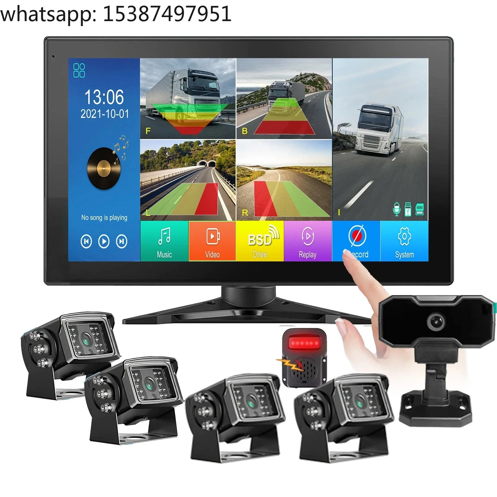 10.1-inch IPS 5-channel Touch Screen Display Waterproof AHD Bsd AI Truck Monitoring ADAS DMS Voice Alarm System Bus Dvr Recorder