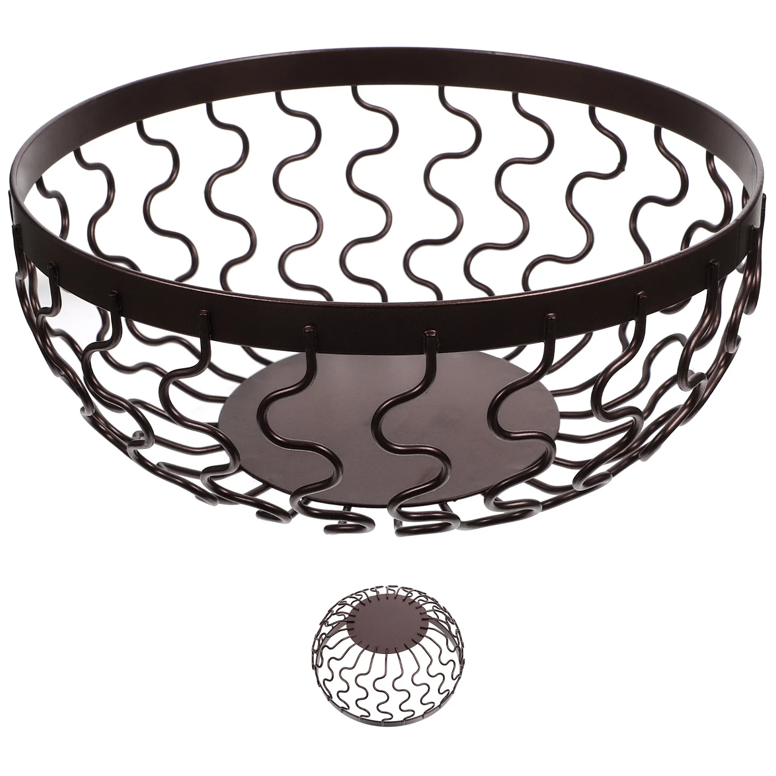 

Modern Metal Wire Fruit Vegetable Basket Compact Desktop Holder Multipurpose Kitchen Storage Snack Bread Serving Tray