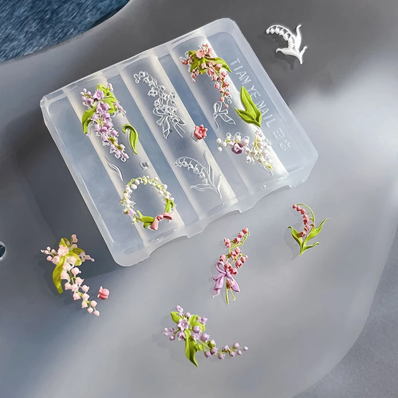 Nail Art Molds DIY Nail Arts Starfish Shell Flower Silicone Mould Bow Chain Nail Art Diy Handmade Tool Flower Silicone Mold Gift