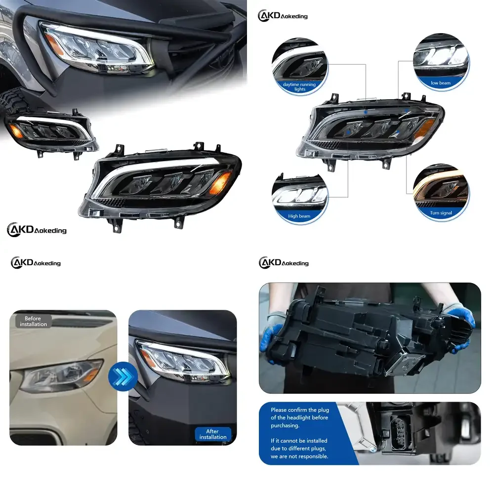 Applicable 18-25 Sprinter Headlight Assembly Modified High-End 35W 6800 Lumens LED Daytime Running Lights Turn