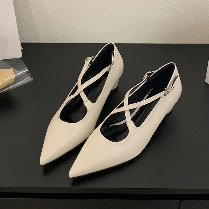 

Pointed Toe Footwear Low Heel Ladies Mary Janes Pumps Shoes 2025 New Female Shallow Fashion Buckle Strap Women Heeled Shoes