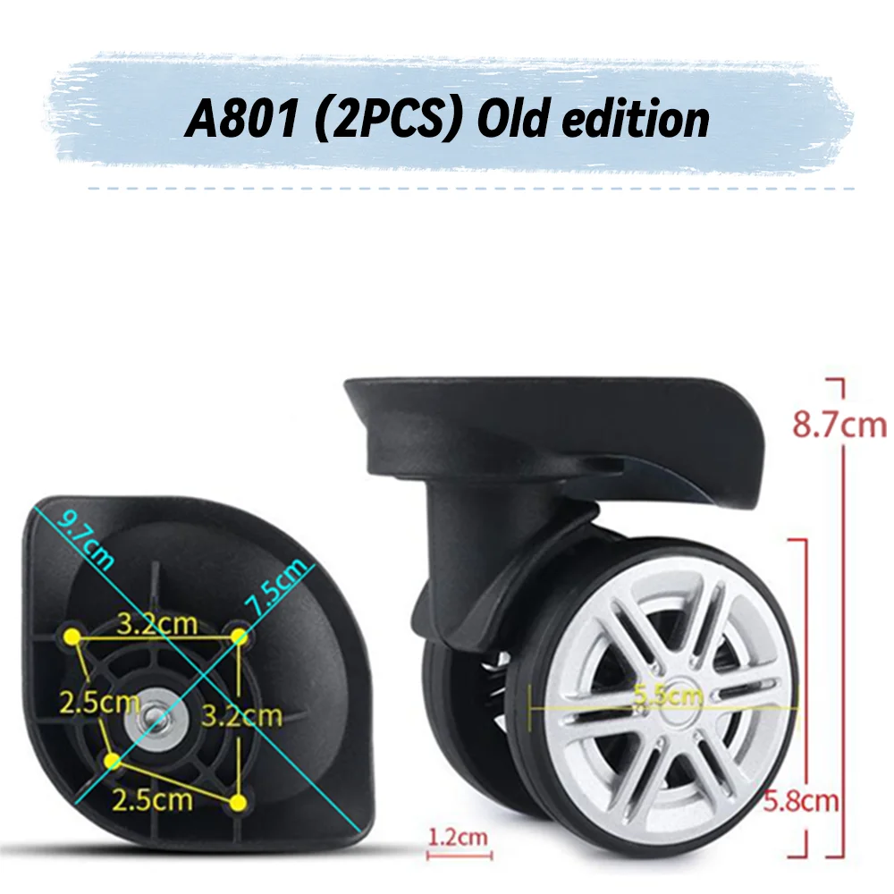 For ZhongTai A801 Universal Wheel Replacement Suitcase Rotating Smooth Silent Shock Absorbing Wheel Accessories Wheels Casters