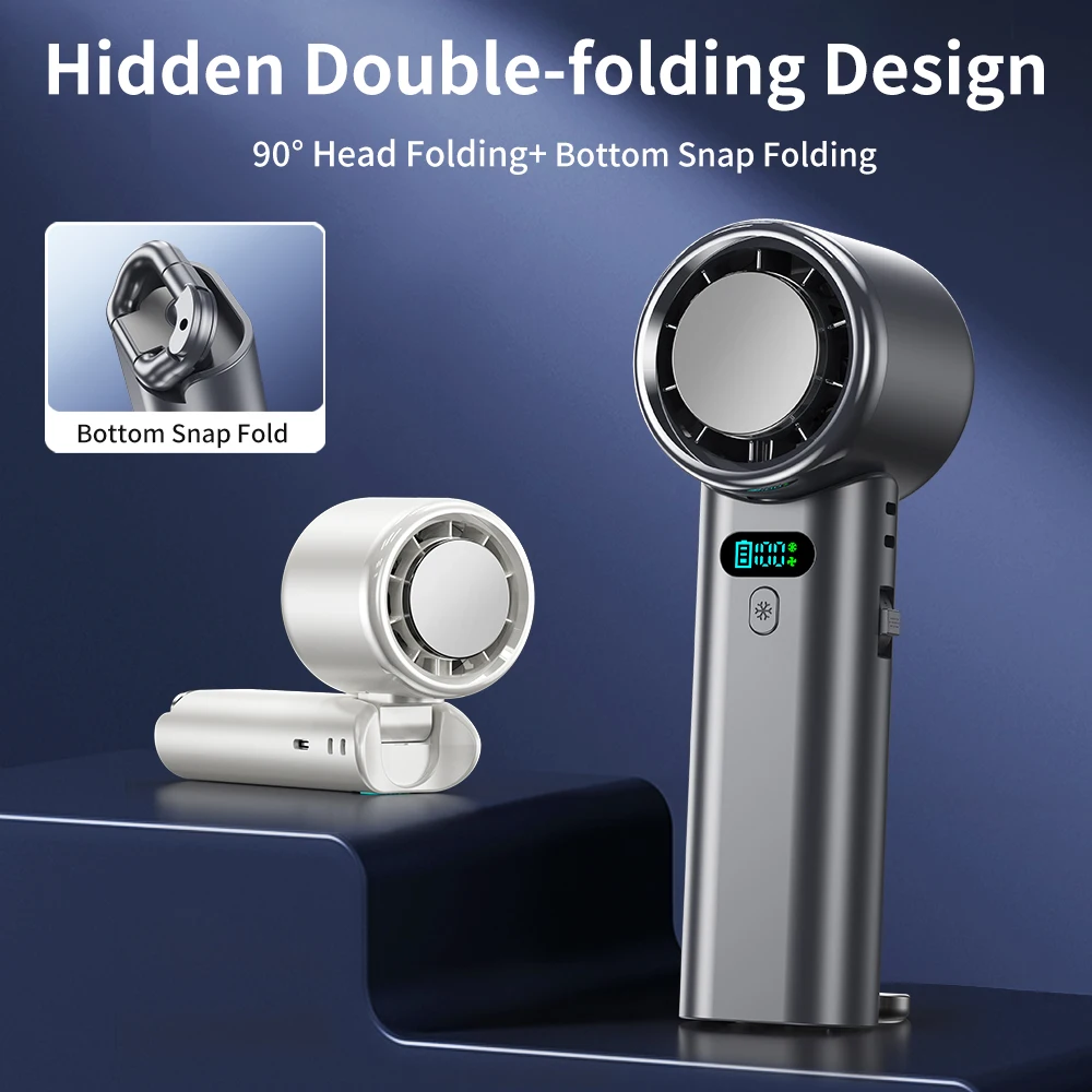 0-100 Speed Cooling Handheld Fan, Lightweight Portable, Low Noise, Wearable Design with USB Charging image 4