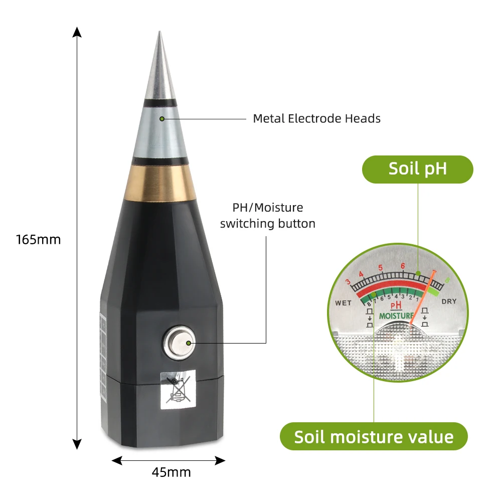 1 PCS Soil PH And Moisture Meter With Metal Probe Portable Garden Tester For Accurate Soil Acidity And Moisture Detection