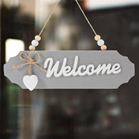 Double Sided Wooden Door Sign Hanging Decoration Office Living Welcome Front Decorations