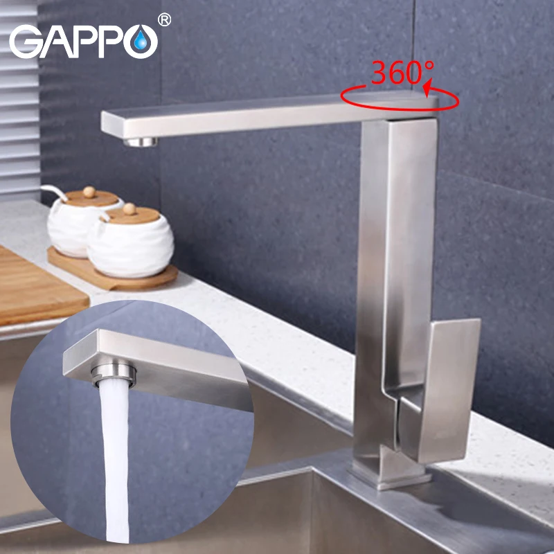 GAPPO Kitchen Faucet Stainless Steel Single Handle Single Hole Tap Brushed Kitchen Mixer Kitchen Faucets Taps