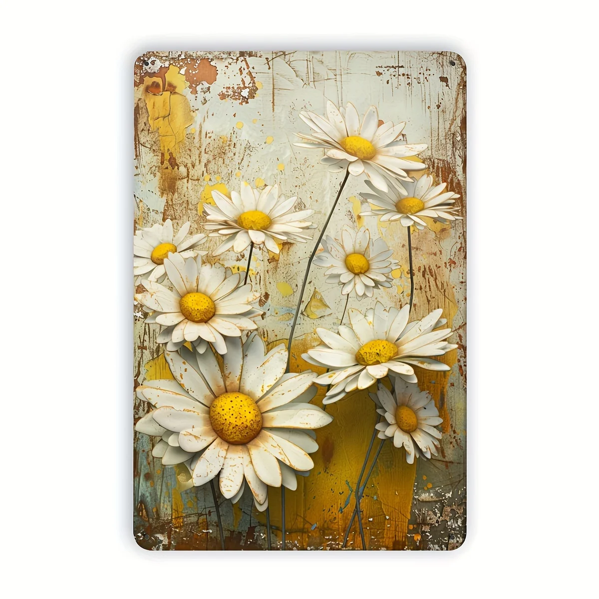 Durable Metal Art| Charming Vintage Daisy Tin Sign - Rustic Botanical Wall Art, , Perfect for Home, Cafe, Bar Decor Indoor/Ou