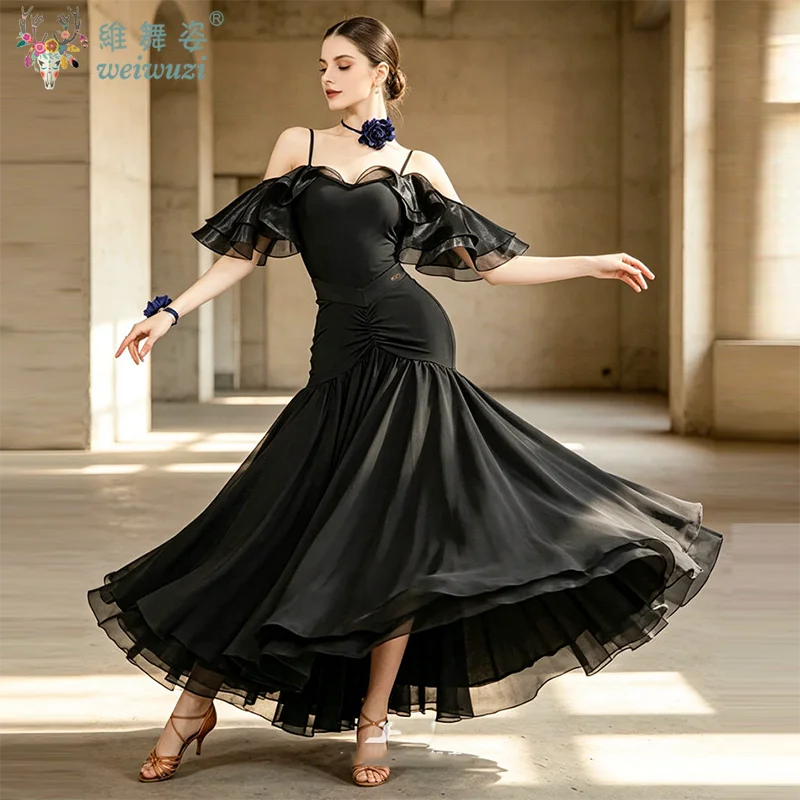 high-end-ballroom-dance-dress-women-black-standard-modern-waltz-social-dance-bodysuit-big-swing-skirt-adult-performance-wear