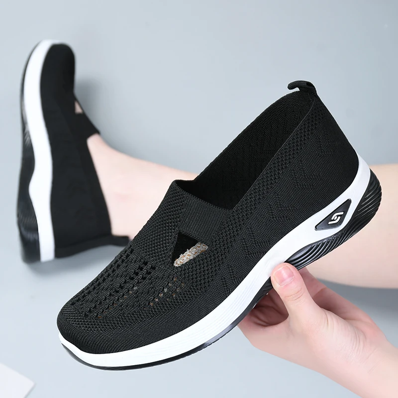 Breathable Fashion Sneakers Comfortable Mesh Casual Work Shoes Non Slip Orthopedic Walking Shoes with Arch Support for Women