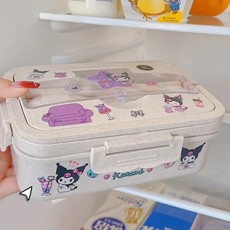 Miniso Cinnamoroll Kuromi My Melody Heatable Lunch Box, estudante de grande capacidade, compartimentada Eco-friendly Bento Box