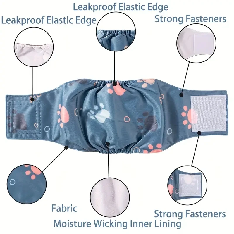 Washable Male Dog Diaper Pet Sanitary Panties Reusable Nappy Belly Band Wrap Diapers Leak Proof Pee Pant for Dogs view 4