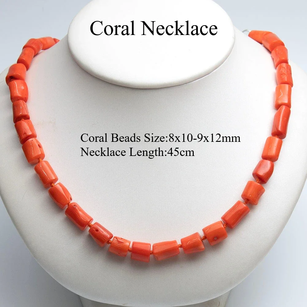 المرجان الطبيعي قلادة برتقالي اللون مزدوجة الطبقات يرتديها كسوار 8x10-9x12 مللي متر غير النظامية أنبوب شكل المرجان الخرز الرجال المجوهرات #2