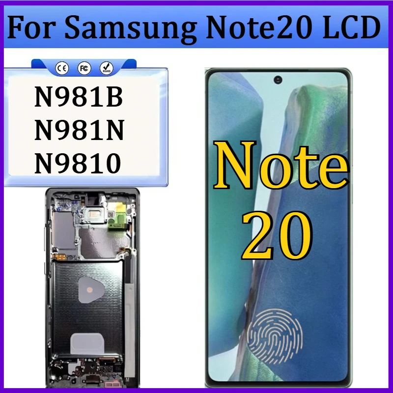 

New OLED For Samsung Note20 LCD N981B N981N N9810 Display Touch Screen Digitizer with Frame For Samsumg Galaxy Note20 5G LCD