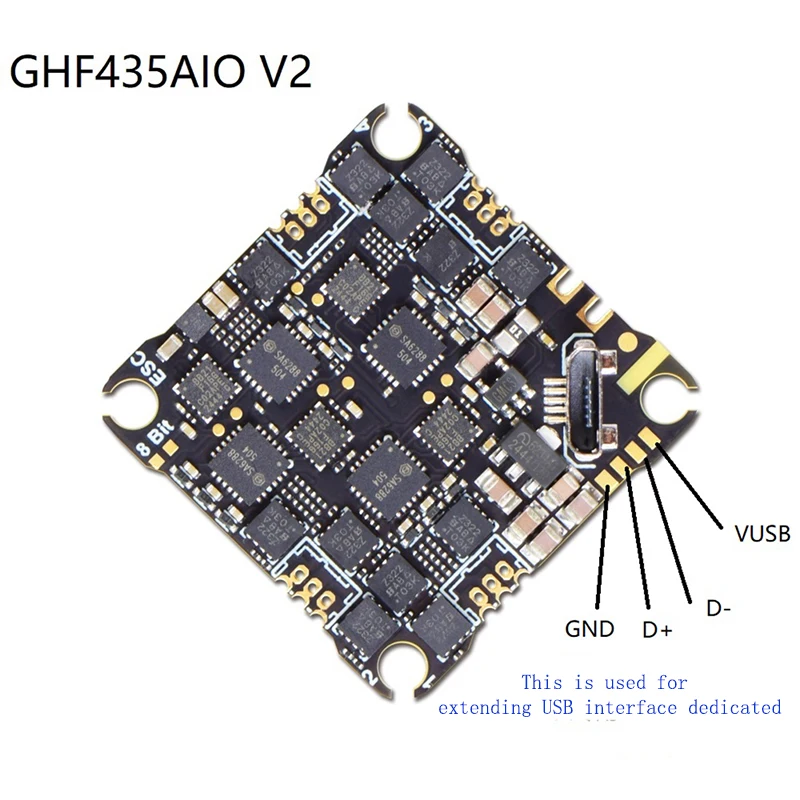 

GHF435AIO V2 Flight Controller ELRS 2.4G F435 2-4S AIO 20A for FPV RC Racing Drone Quadcopter Accessory