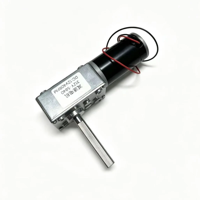 5840-31ZY DC speed reducer motor with turbine and worm gear, 24V, self-locking force is strong, 51mm long shaft, motor 12V
