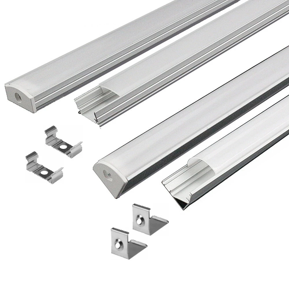 

Led Aluminium Profiel Kanaal Hoek U V Vorm 0.5M Voor 3528 5630 5050 Led Strip Led Bar Buis Licht melkachtig Wit Transparant Cove