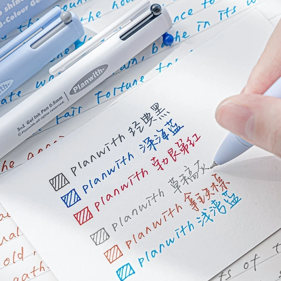 1pcs Triangular Multi-Color Gel Pen 0.5mm Point Planwith Sign Series 3 Colors Multifunctional Liner Marker F7869