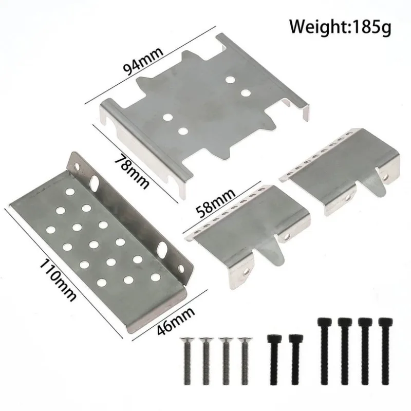 Metal Chassis Skid Plate Armor Kit for CK5811 1/7 Wrangler Rock Crawler, Stainless Steel Underbody Guard Upgrade Accessories