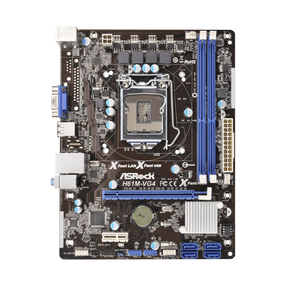 اللوحة الأم ASRock H61M-VG4 وحدة المعالجة المركزية تدعم مقبس LGA 1155 i3-3220 3240 i5-3450 3470 i7-3770، DDR3 Micro ATX.