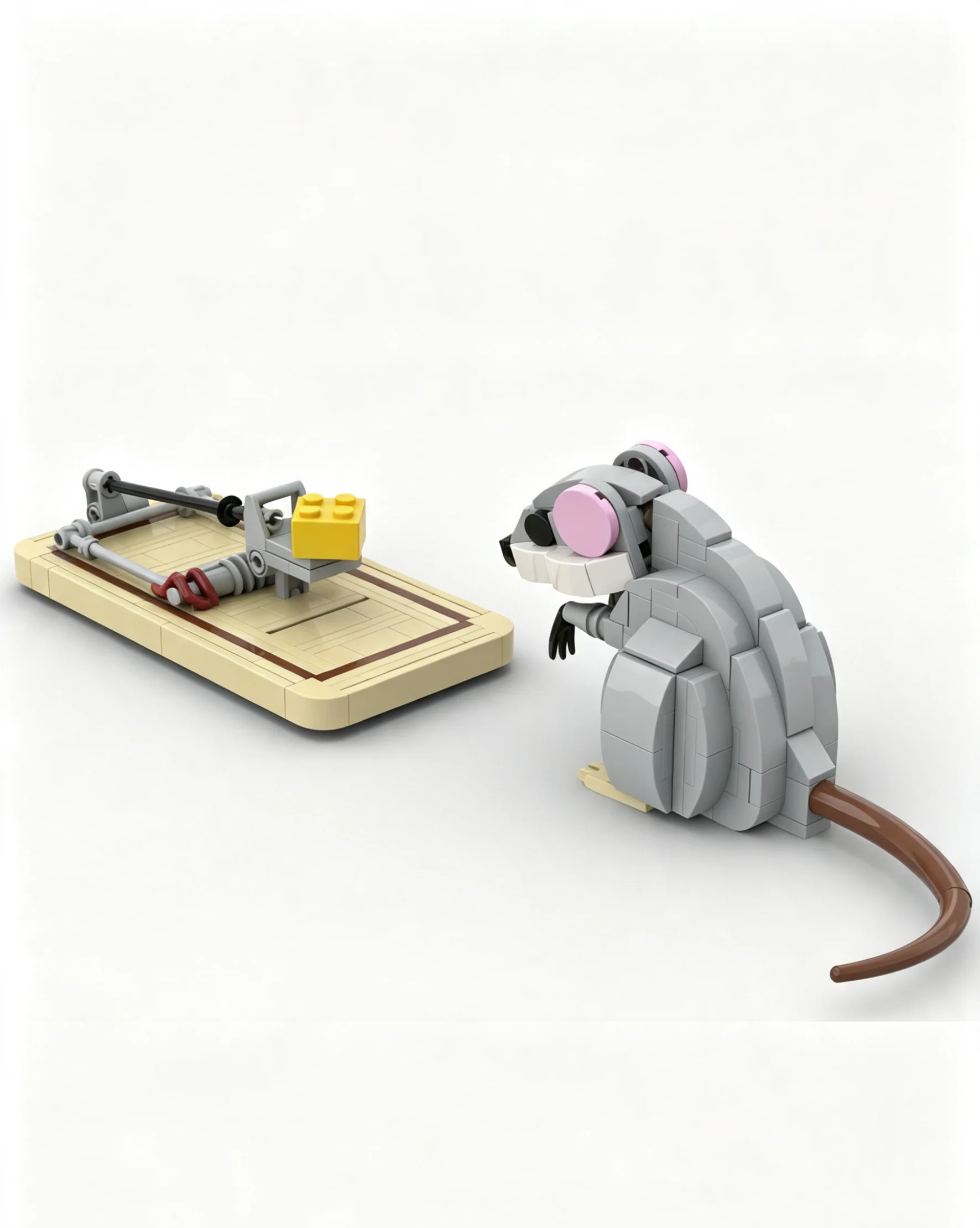 260PCS MOC Creative Mouse & Mousetrap Building Blocks Set, Animal Rat Model Bricks, DIY Assembly Toy for Kids Collection Gift