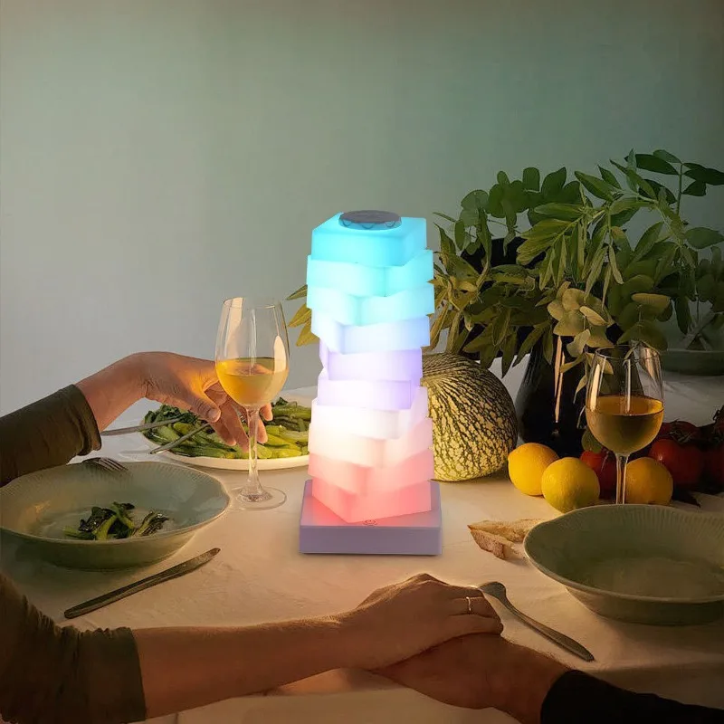 Creative DIY Gourd Shape LED Lamp, Color Changing Smart Ambient Light, Wireless Rechargeable Night Light Ornament for Bedroom