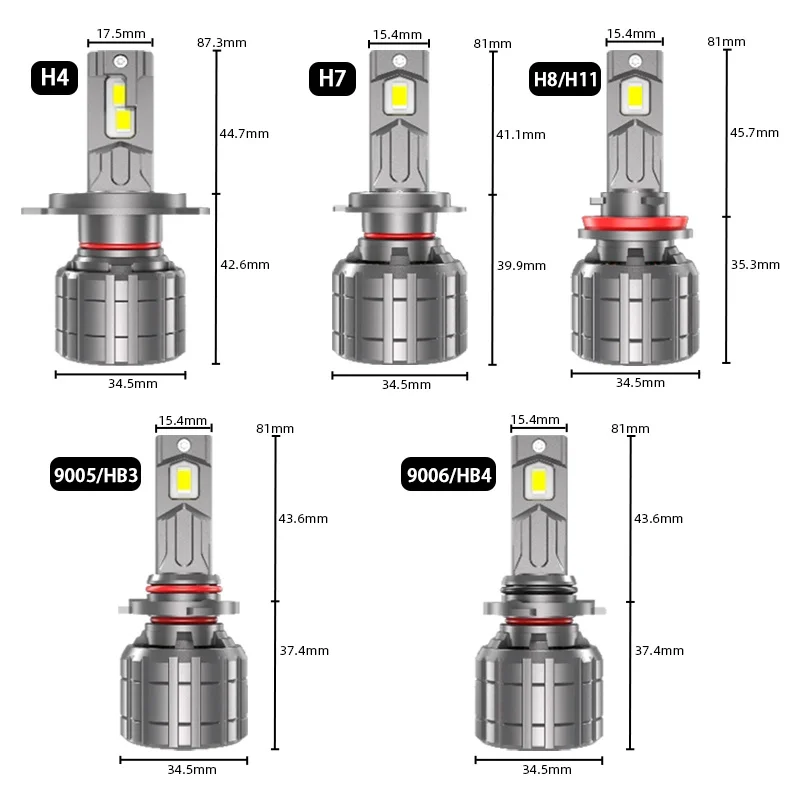 DAWNKNIGHT 차량용 LED 헤드라이트 전구, 캔버스 터보 LED 램프, H8, H11, 9005, Hb3, Hb4, 6000K, 자동 LED 헤드라이트 키트, F8, 160W, H4, H7, 2 개