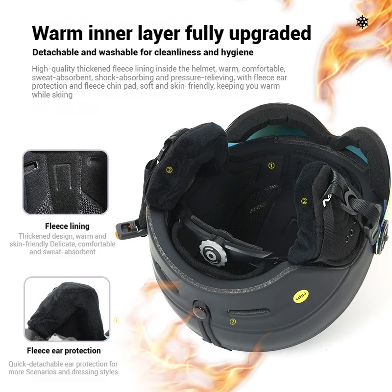 MOON-Protecteur de demi-couverture pour casque de ski, lunettes blanches autonomes, housse de casque de ski 506