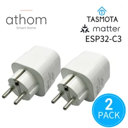 Athom-enchufe WiFi ESP32C3 TASMOTA, preflasheado, funciona con la materia, asistente doméstico, monitoreo de consumo eléctrico, 16A