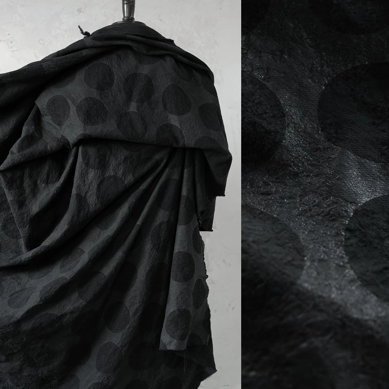 

Big Polka Dot Black Natural Cotton Linen Jacquard Fabric for Creative Fashion Designers Clothing Diy Sewing Cloth By The Meter