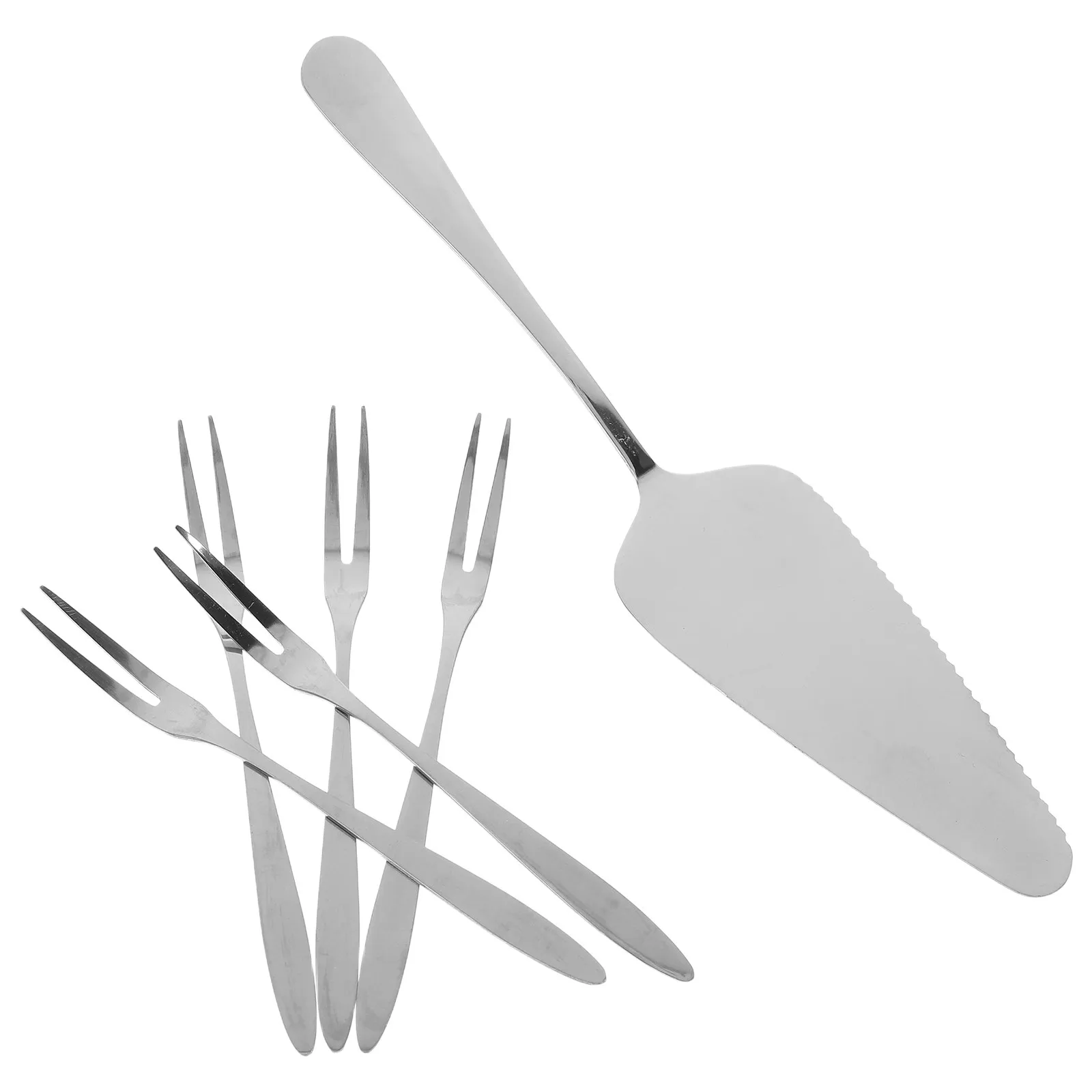 1Set Stainless Steel Cake Fork Set Finish Heavy Duty Reusable Dessert Fruit Server for Formal Casual Events
