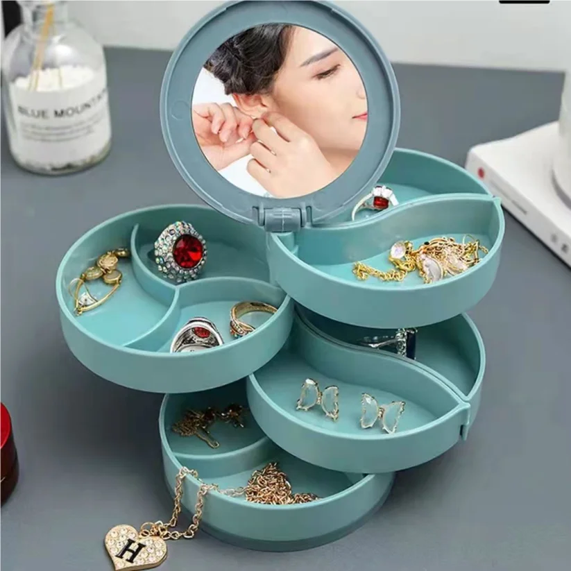 

Rotating jewelry box multi-layer jewelry earrings storage box multi-layer rotating compartment jewelry box