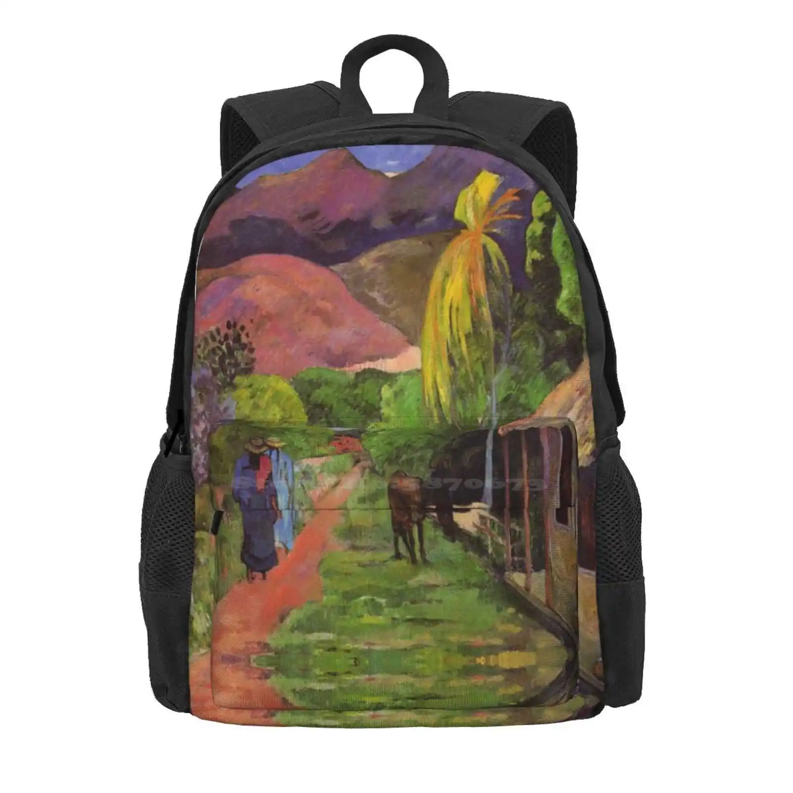 Rue De Tahiti' - Paul Gauguin Hot Sale Schoolbag Backpack Fashion Bags Paul Gauguin Gaugin French Artist Fine Art Tropical