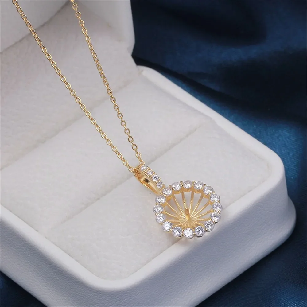 S925 Sterling Silver Pearl Pendant Setting, DIY Empty Bezel Cup Jewelry Supplies for Craft Making, Hollow Prong Pendant Findings