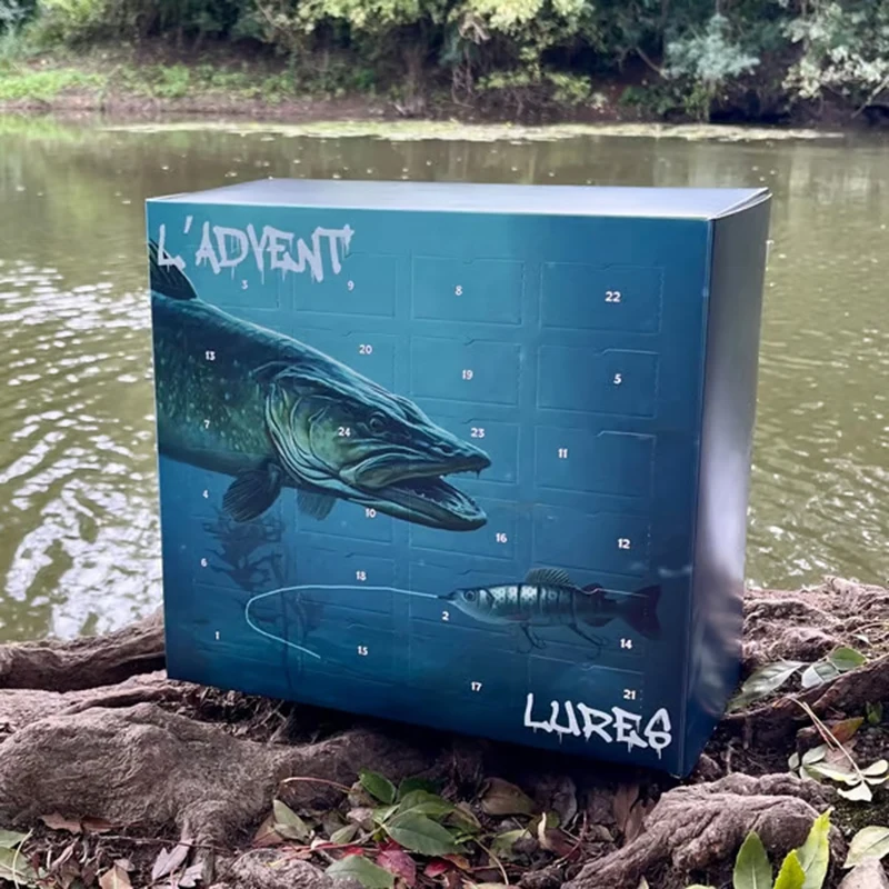 L 'Advent 'LURES 2024 Conjunto de pesca Calendário ADVENT Caixa cega Presente de Natal Equipamento de pesca Calendário de contagem regressiva Caixa cega