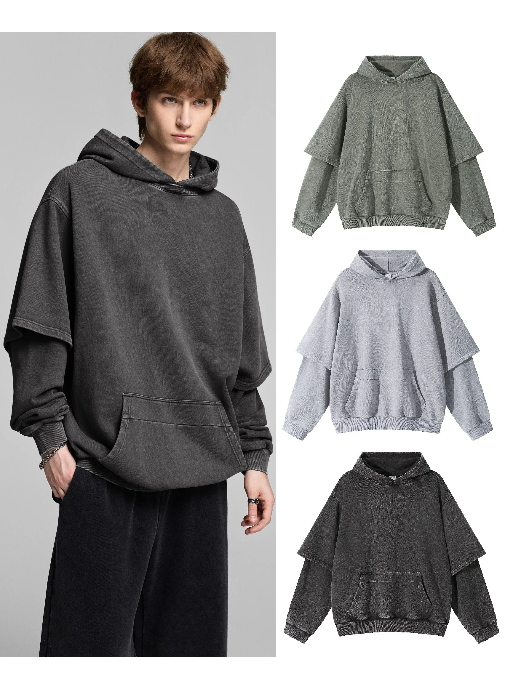 

Мужская толстовка в стиле ретро-американский кэжуал, винтажный эффект, свободный крой, повседневная хлопковая толстовка с капюшоном в стиле Lazy Rich