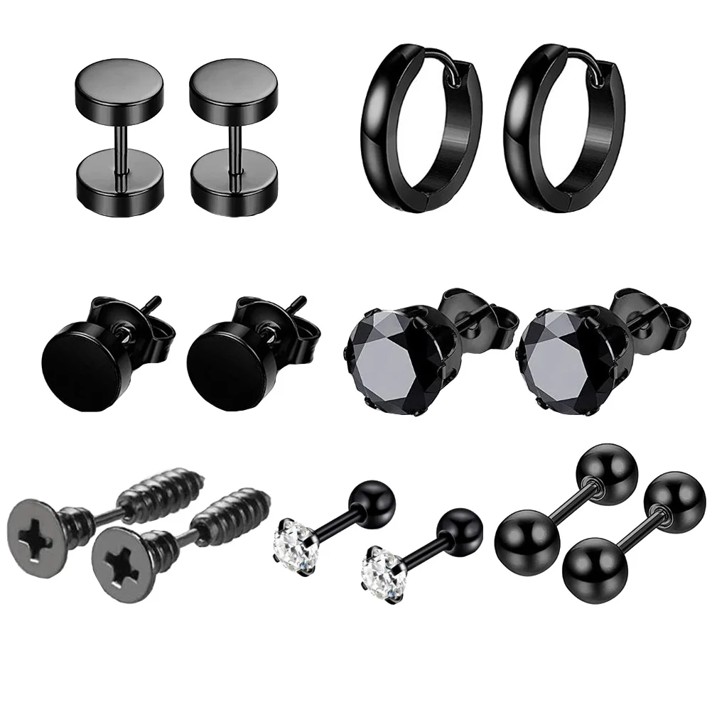 

14 Pcs Stainless Steel Earrings Set Men Nightclub Earbob Stylish Ear Jewelry Unique Lightweight Anti Allergic