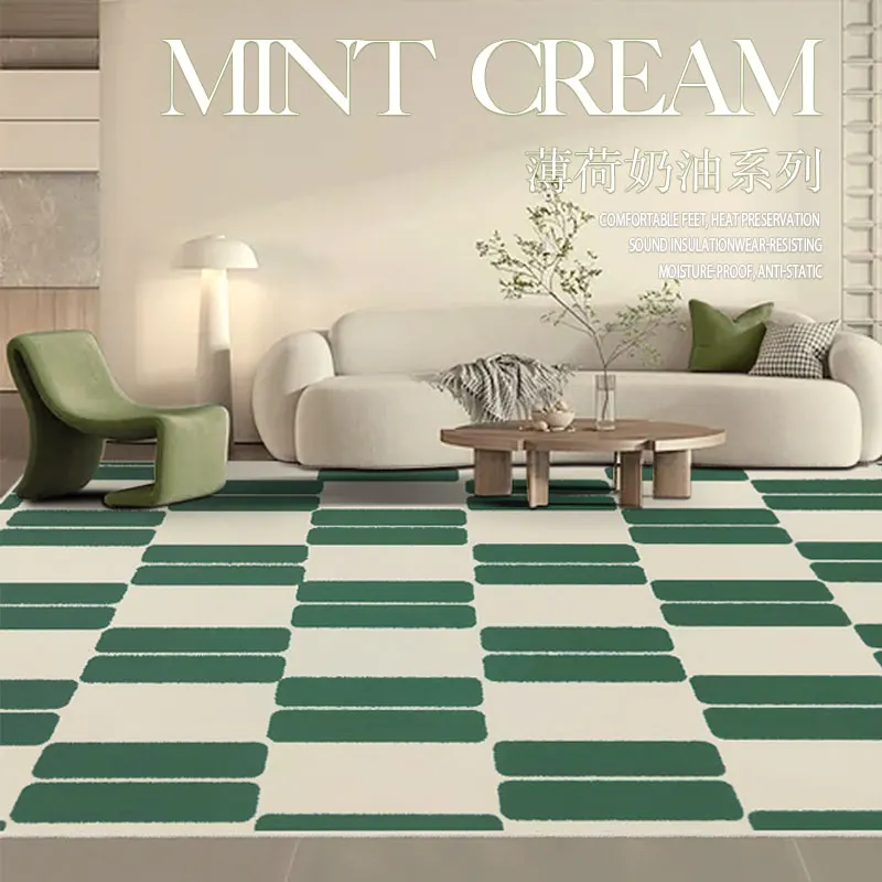 Light Luxury Carpets for Living Room Large Area Bedroom Decor Bedside Carpet Home Vintage Green Floor Mat Washable Lounge Rug
