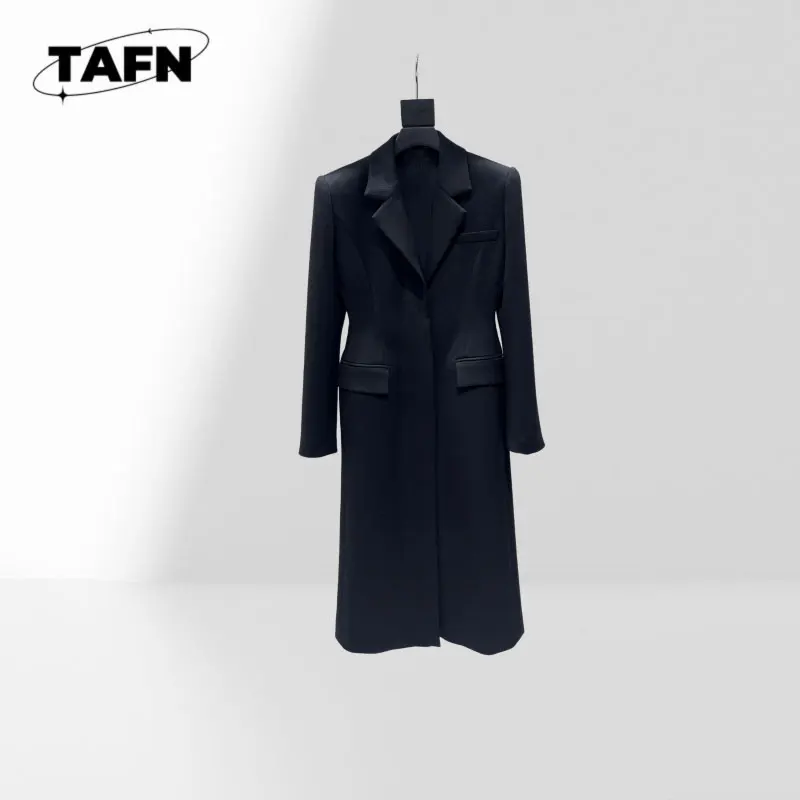 سترة نسائية كورية غير رسمية سترة واقية متوسطة الطول للركاب ملابس خارجية مع أصفاد قابلة للتعديل AJ2304