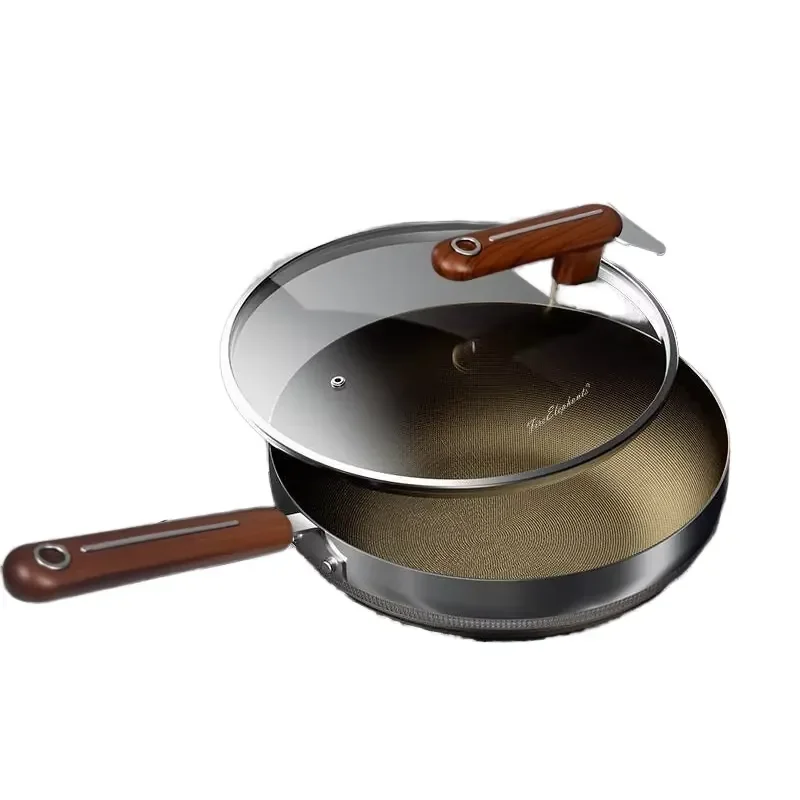 Double-Sided Titanium Crystal Non-Stick Fry Pan for Induction Cooker Stainless Steel Flat Bottom Household Titanium Shield