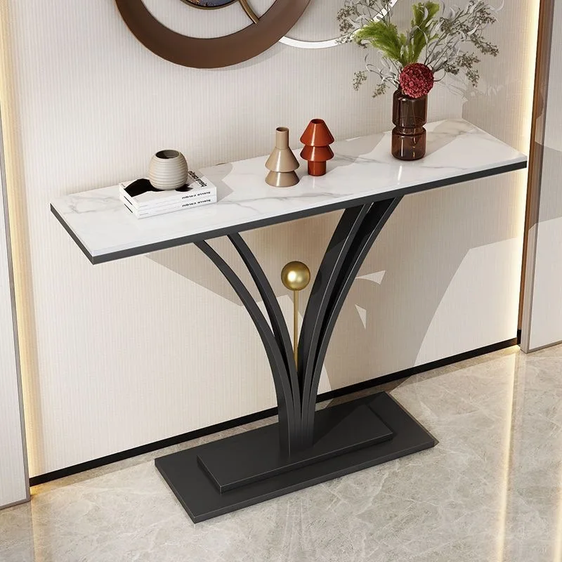 Light luxury marble ultra-narrow entrance table Entry door against the wall Entrance cabinet corridor Slate entrance table