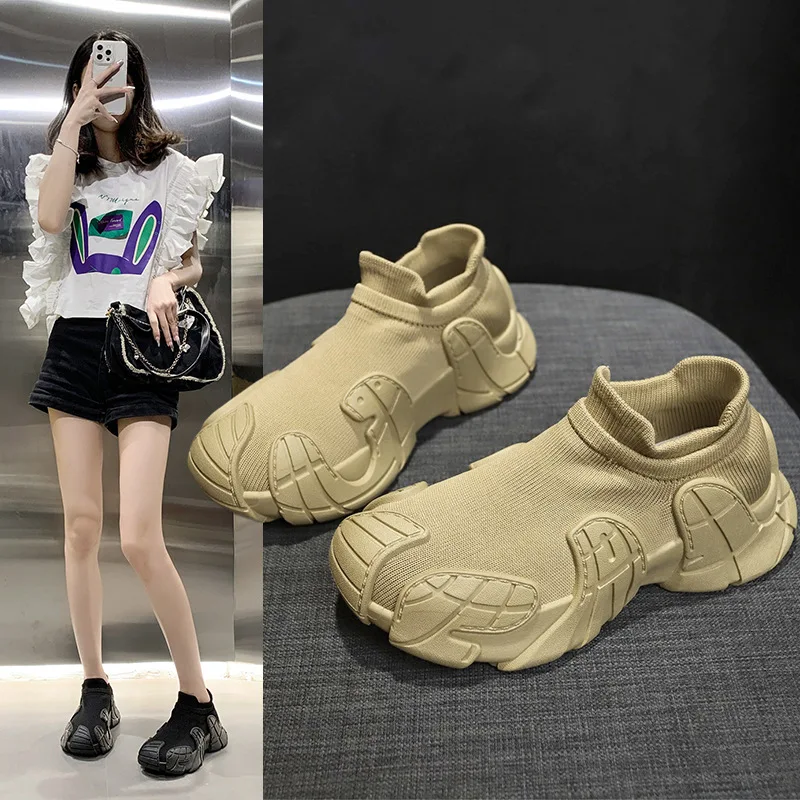 

Интернет-носки со знаменитостями, прогулочная повседневная спортивная женская обувь без шнуровки на мягкой подошве, легкая дышащая функциональная сетчатая обувь